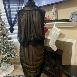 VENUS Black Sheer Backless Dress